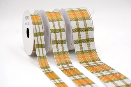Elfenbein, Bernstein und Khaki Herbst Plaid-Ribbon_AI